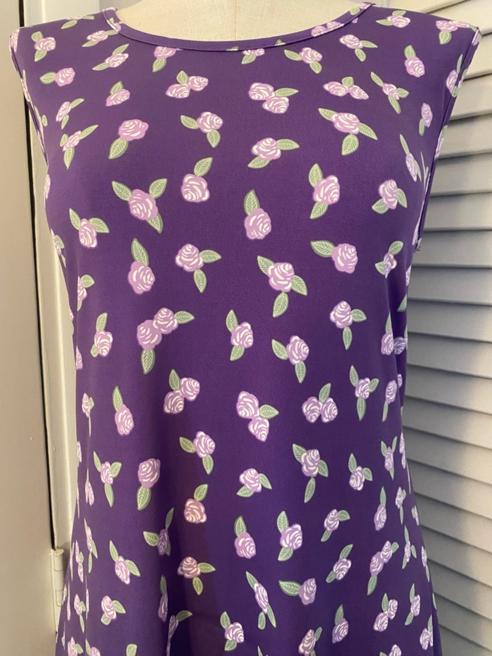 Vintage 1990’s “Blair” Purple Midi Dress with Floral Print- Size Medium - Picture 4 of 8